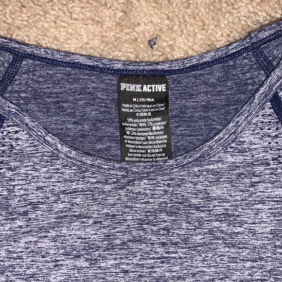 PINK Active Victoria’s Secret Women’s Navy Heather Long Sleeve Workout Top - Picture 6 of 9